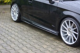 Seitenschweller Ansatz Cup Leisten passend für Audi S3 / A3 S-Line 8V / 8V FL Hatchback schwarz Hochglanz