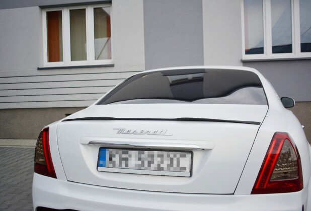 Heck Spoiler Aufsatz Abrisskante für Maserati QUATTROPORTE MK5 FL schwarz Hochglanz