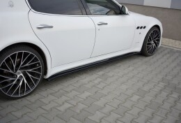 Seitenschweller Ansatz Cup Leisten für Maserati QUATTROPORTE MK5 FL schwarz Hochglanz