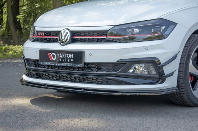 Cup Spoilerlippe Front Ansatz V.1 für VW Polo GTI / R-line Mk6 schwarz Hochglanz