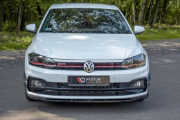 Cup Spoilerlippe Front Ansatz V.1 für VW Polo GTI / R-line Mk6 schwarz Hochglanz