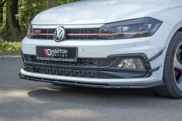 Cup Spoilerlippe Front Ansatz V.1 für VW POLO MK6 GTI schwarz Hochglanz