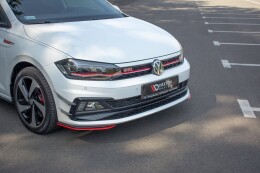 Cup Spoilerlippe Front Ansatz passend für Seite VW Polo GTI / R-line Mk6 schwarz Hochglanz