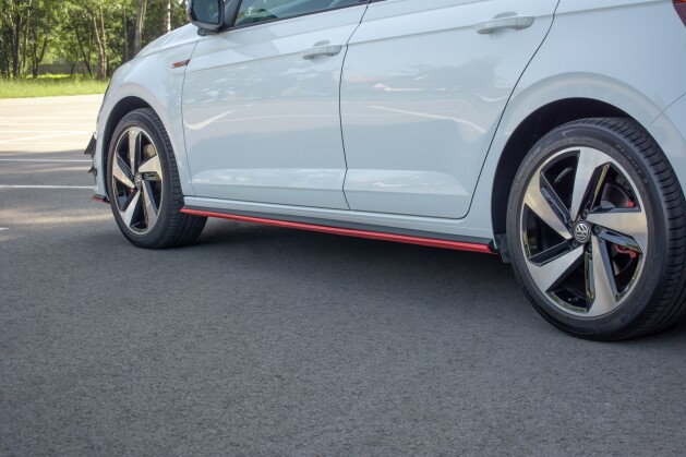 Seitenschweller Ansatz Cup Leisten passend für VW Polo GTI / R-line Mk6 schwarz Hochglanz