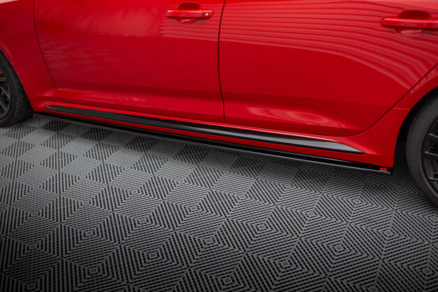 Seitenschweller Ansatz Cup Leisten passend für Audi RS4 B9 / B9 Facelift schwarz Hochglanz