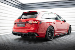 Heck Ansatz Flaps Diffusor passend für Audi RS4 B9 / B9 Facelift schwarz Hochglanz