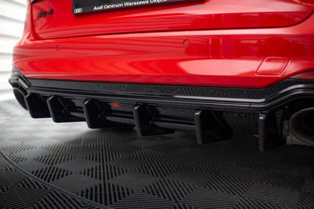 Heck Ansatz Diffusor passend für Audi RS4 B9 / B9 Facelift schwarz Hochglanz