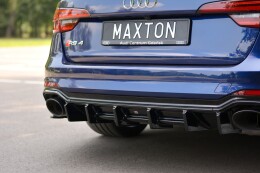 Heck Ansatz Diffusor für Audi RS4 B9 Avant schwarz Hochglanz