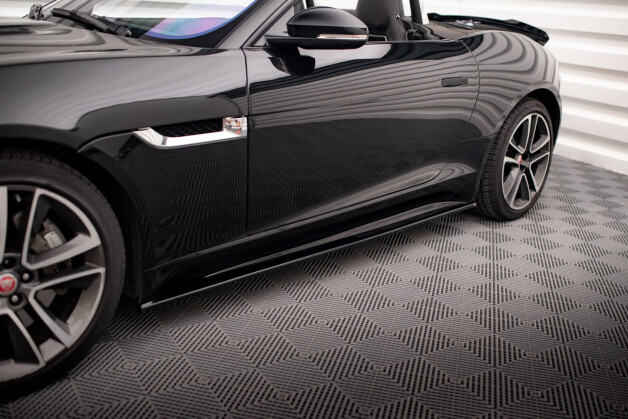Seitenschweller Ansatz Cup Leisten passend für JAGUAR F-TYPE schwarz Hochglanz