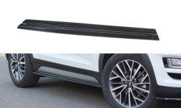 Seitenschweller Ansatz Cup Leisten für Hyundai Tucson Mk3 Facelift schwarz Hochglanz