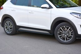 Seitenschweller Ansatz Cup Leisten für Hyundai Tucson Mk3 FL schwarz Hochglanz