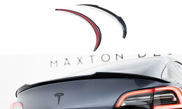 Heck Spoiler Aufsatz Abrisskante passend für Tesla Model 3 schwarz Hochglanz