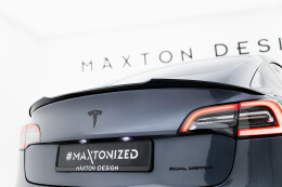 Heck Spoiler Aufsatz Abrisskante passend für Tesla Model 3 schwarz Hochglanz