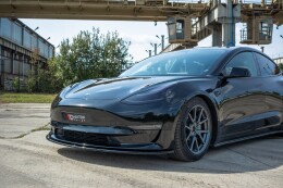 Cup Spoilerlippe Front Ansatz passend für Tesla Model 3 schwarz Hochglanz
