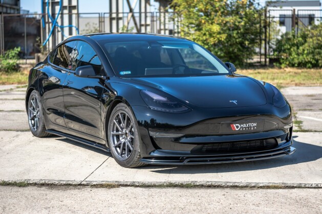 Street+ Spoilerlippe Front Ansatz V.2 passend für Tesla Model 3 schwarz Hochglanz