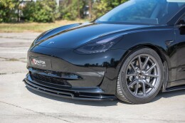 Cup Spoilerlippe Front Ansatz V.2 für Tesla Model 3 schwarz Hochglanz