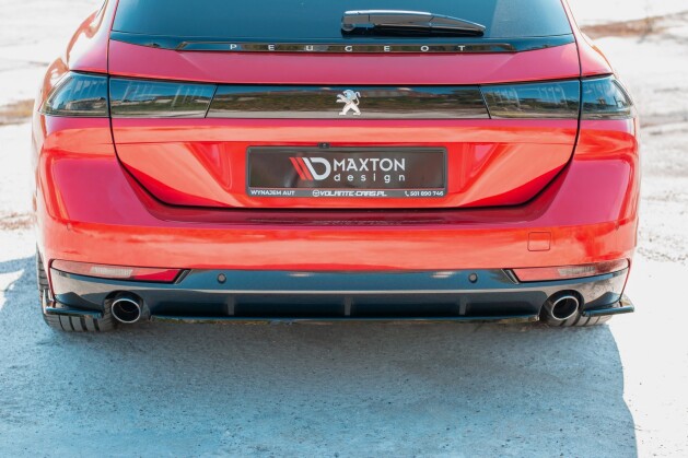 Mittlerer Cup Diffusor Heck Ansatz passend für(ohne vertikale balken) Peugeot 508 Benzin Mk2 schwarz Hochglanz