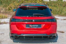 Heck Ansatz Flaps Diffusor passend für Peugeot 508 Benzin Mk2 schwarz Hochglanz