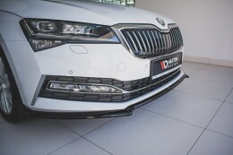 Cup Spoilerlippe Front Ansatz V.1 für Skoda Superb Liftback / Combi Mk3 FL schwarz Hochglanz