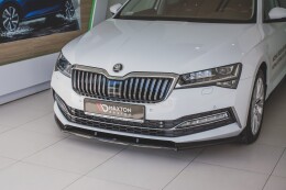 Cup Spoilerlippe Front Ansatz V.2 für Skoda Superb Liftback / Combi Mk3 FL schwarz Hochglanz