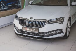 Cup Spoilerlippe Front Ansatz V.2 passend für Skoda Superb Liftback / Combi Mk3 Facelift schwarz Hochglanz
