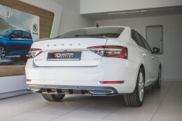 Heck Ansatz Diffusor passend für Skoda Superb Liftback / Combi Mk3 FL schwarz Hochglanz
