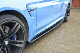 Seitenschweller Ansatz Cup Leisten für BMW M4 F82 schwarz Hochglanz