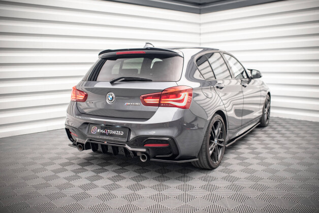 Heck Ansatz Flaps Diffusor passend für BMW 1er F20 Facelift M-power schwarz Hochglanz