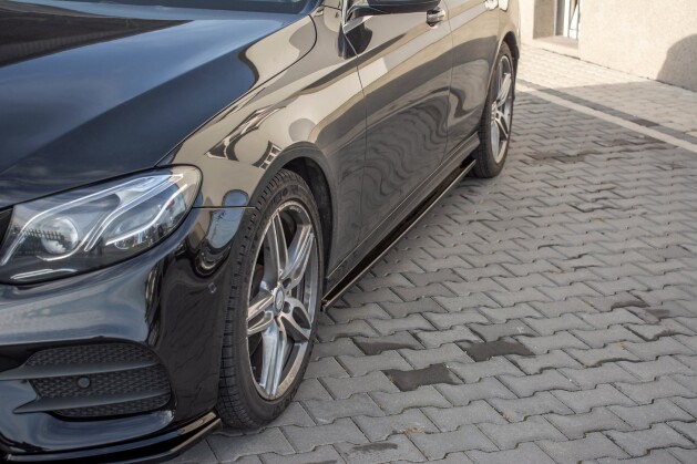 Seitenschweller Ansatz Cup Leisten passend für Mercedes-Benz E43 AMG / AMG-Line Limousine / Kombi W213 / S213 schwarz Hochglanz