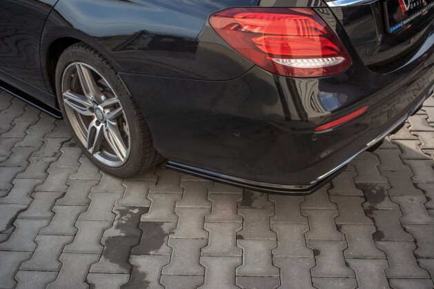 Street+ Heck Ansatz Flaps passend für Mercedes E43 AMG / AMG-Line Limousine / Kombi W213 / S213 schwarz Hochglanz