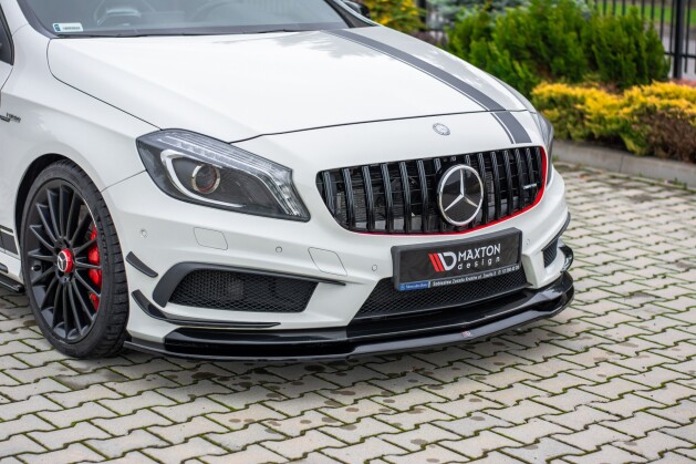 Street+ Spoilerlippe Front Ansatz passend für Mercedes A45 AMG W176 schwarz Hochglanz