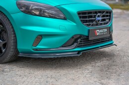 Cup Spoilerlippe Front Ansatz für Volvo V40 R-design schwarz Hochglanz