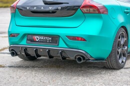 Heck Ansatz Flaps Diffusor passend für Volvo V40 R-design schwarz Hochglanz