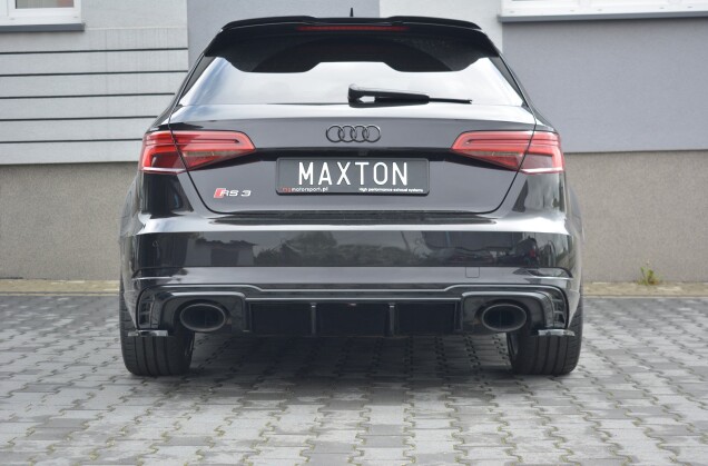 Heck Ansatz Diffusor passend für Audi RS3 8V FL Sportback schwarz Hochglanz