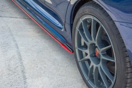 Seitenschweller Ansatz Cup Leisten V.1 für Subaru WRX STI schwarz+Rot Hochglanz