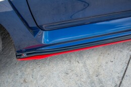 Seitenschweller Ansatz Cup Leisten V.1 für Subaru WRX STI schwarz+Rot Hochglanz