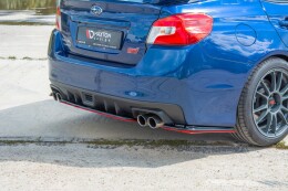 Mittlerer Cup Diffusor Heck Ansatz V.1 für Subaru WRX STI schwarz+Rot Hochglanz