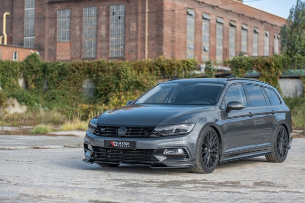 Street+ Spoilerlippe Front Ansatz V.2 passend für VW Passat R-Line B8 schwarz Hochglanz
