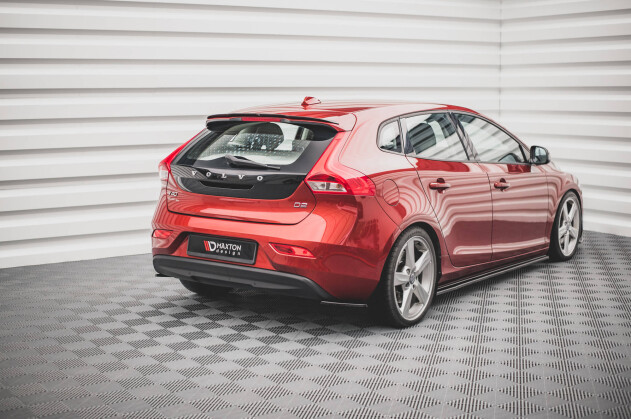 Heck Ansatz Flaps Diffusor passend für Volvo V40 schwarz Hochglanz