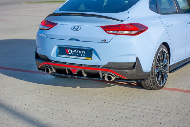 Mittlerer Cup Diffusor Heck Ansatz passend für Hyundai I30 N Mk3 Fastback schwarz Hochglanz