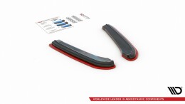 Street+ Heck Ansatz Flaps V.1 passend für Seat Leon Mk3 CUPRA ST FL schwarz+rot Hochglanz