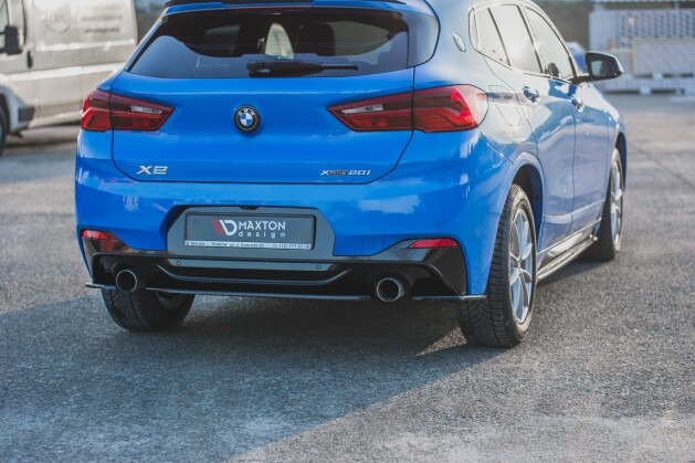 Heck Ansatz Flaps Diffusor passend für BMW X2 F39 M-Paket schwarz Hochglanz