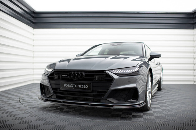Cup Spoilerlippe Front Ansatz V.2 passend für Audi A7 S-Line C8 / S7 C8 / C8 Facelift / S7 Facelift schwarz Hochglanz