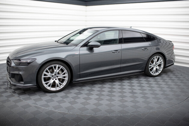 Seitenschweller Ansatz Cup Leisten passend für Audi A7 S-Line C8 / S7 C8 / C8 Facelift / S7 Facelift schwarz Hochglanz