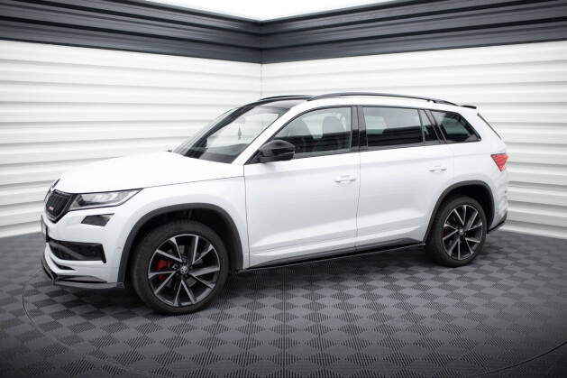 Seitenschweller Ansatz Cup Leisten für Skoda Kodiaq Sportline/RS Mk1 / Mk1 FL schwarz Hochglanz