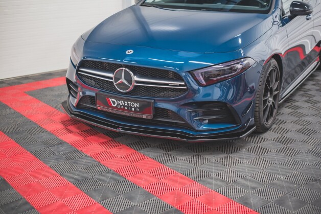 Street+ Spoilerlippe Front Ansatz V.1 passend für Mercedes A35 AMG Aero W177 schwarz Hochglanz