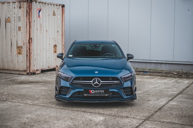 Street+ Spoilerlippe Front Ansatz V.2 passend für Mercedes A35 AMG Aero W177 schwarz Hochglanz