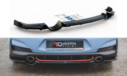 Mittlerer Cup Diffusor Heck Ansatz DTM Look passend für Hyundai I30 N Mk3 Hatchback schwarz Hochglanz