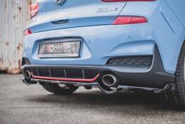 Mittlerer Cup Diffusor Heck Ansatz DTM Look passend für Hyundai I30 N Mk3 Hatchback schwarz Hochglanz