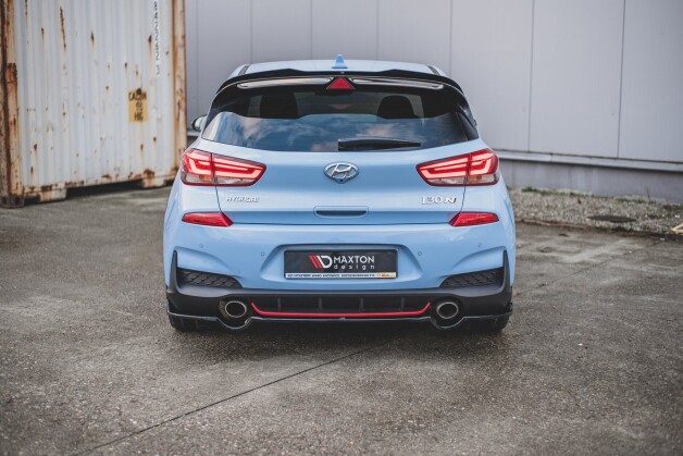 Mittlerer Cup Diffusor Heck Ansatz passend für Hyundai I30 N Mk3 Hatchback schwarz Hochglanz